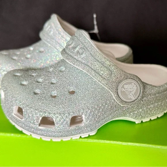CROCS Kids Sparkly White Water Shoes - Picture 3 of 9